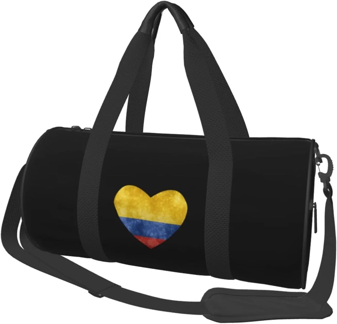 Colombian Heart Flag Convertible Garment Bag with Shoulder Strap, Carry on Garment Duffel Bag for Men Women - Rolling Foldable for Travel Luggage Bags (Black)