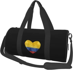 Colombian Heart Flag Convertible Garment Bag with Shoulder Strap, Carry on Garment Duffel Bag for Men Women - Rolling Foldable for Travel Luggage Bags (Black)