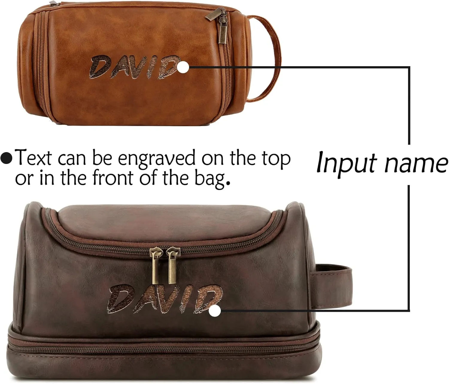 Custom Men's Toiletry Bag,Travel Essentials Makeup Bag with Engraved Name Anniversary Birthday Gifts for Men Black