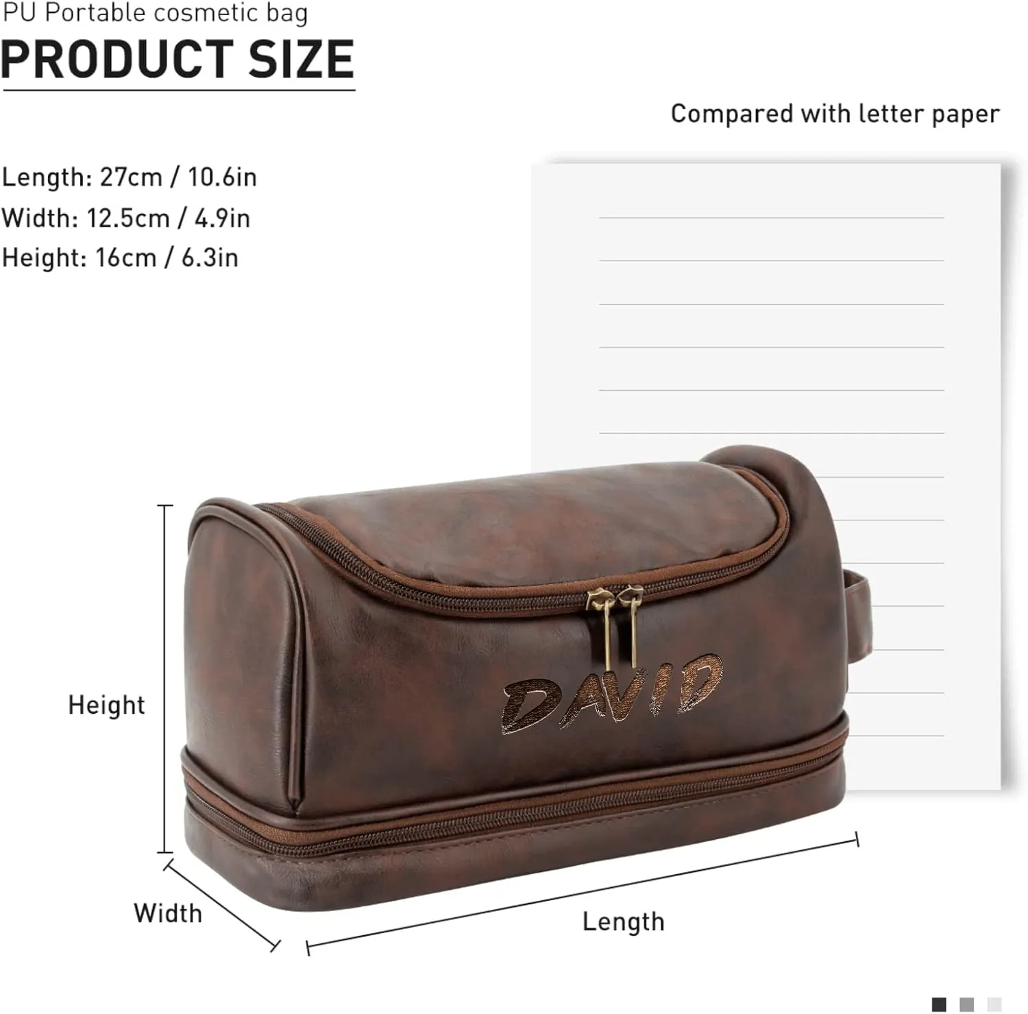 Custom Men's Toiletry Bag,Travel Essentials Makeup Bag with Engraved Name Anniversary Birthday Gifts for Men Black