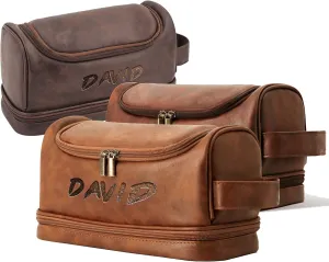 Custom Men's Toiletry Bag,Travel Essentials Makeup Bag with Engraved Name Anniversary Birthday Gifts for Men Black