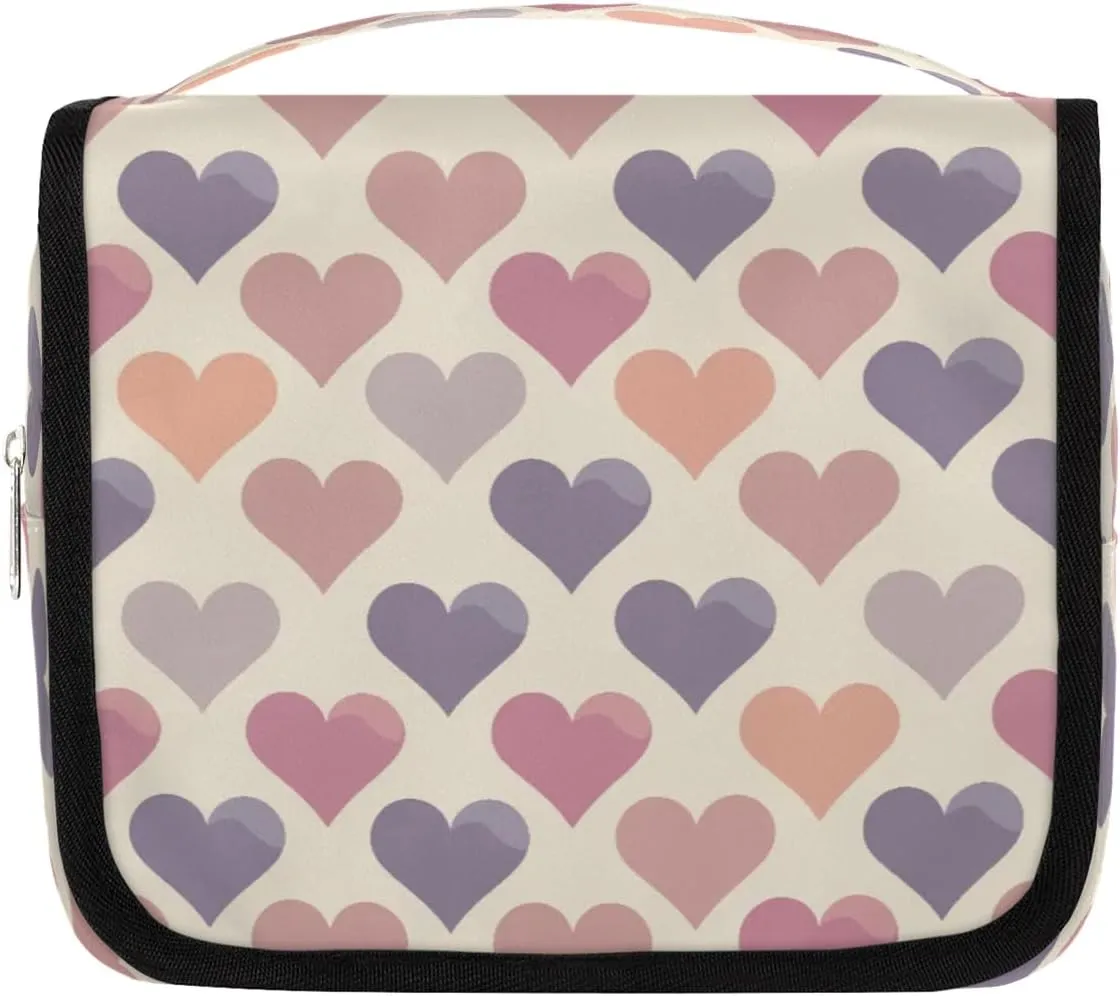 Cute Heart Shape Hanging Travel Toiletry Bag Cosmetic Bag Portable Wash Bag with Hook for Bathroom Accessories Toiletries Cosmetics