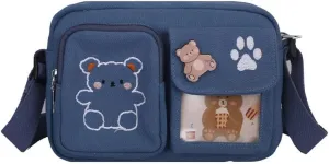 Cute Leather Purse Kawaii Fanny Pack Indie Ita Bag Wallet Preppy Stuffs School Crossbody Bag Cottagecore Accessories (Blue,Small)
