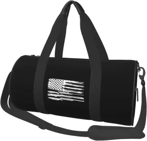 Distressed American Gun Flag Convertible Garment Bag with Shoulder Strap, Carry on Garment Duffel Bag for Men Women - Rolling Foldable for Travel Luggage Bags (Black)