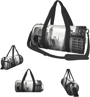 Duffle Bags Black and white New York Gym Bag for Men Women Waterproof Travel Duffle Bags Convertible Carry on Garment Bag for Travel Sports