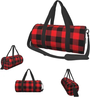 Duffle Bags Buffalo Check Gym Bag for Men Women Waterproof Travel Duffle Bags Convertible Carry on Garment Bag for Travel Sports