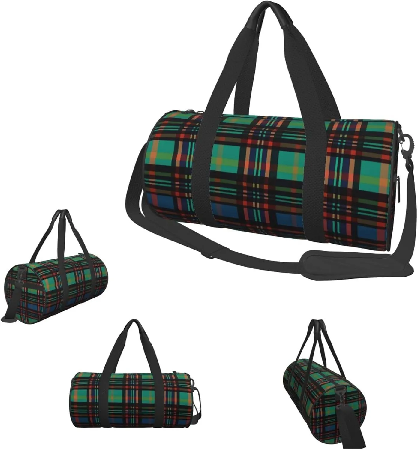 Duffle Bags Striped checked Gym Bag for Men Women Waterproof Travel Duffle Bags Convertible Carry on Garment Bag for Travel Sports
