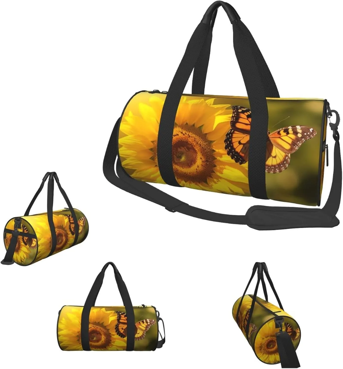 Duffle Bags Sunflower Butterfly Sunny Gym Bag for Men Women Waterproof Travel Duffle Bags Convertible Carry on Garment Bag for Travel Sports