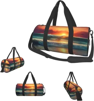 Duffle Bags Sunset Seaside Gym Bag for Men Women Waterproof Travel Duffle Bags Convertible Carry on Garment Bag for Travel Sports