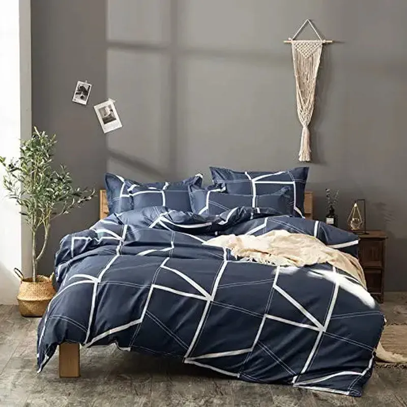 Duvet Cover Set,Houndstooth Printed Comforter Cover with Zipper Closure, Microfiber Lightweight and Soft Duvet Covers Bedding Set