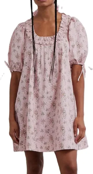 Faretumiya Women Puff Sleeve Mini Babydoll Dress Square Neck Flowy Ruffle A Line Smocked Short Dresses Cute Summer Sundress