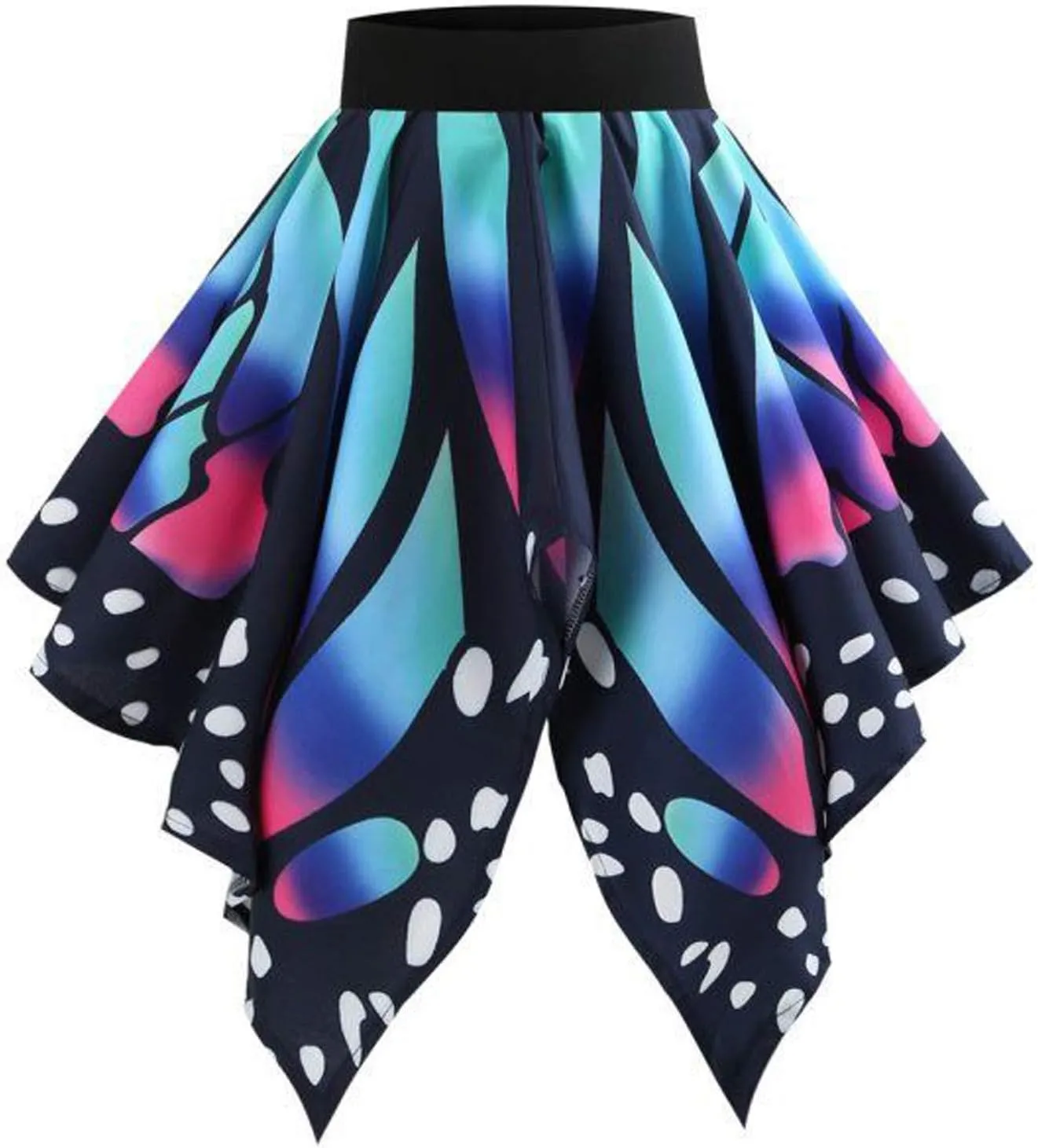 Fashion Girls Skirt Sexy Pleated Waist Women High Skirt Double Split Skirt (Blue, S)