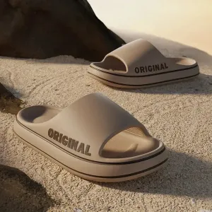 Feslishoet Letter Slippers  Solid Color Anti-Slip Beach Slides