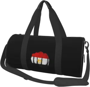 Flag of Egypt Fist Power Convertible Garment Bag with Shoulder Strap, Carry on Garment Duffel Bag for Men Women - Rolling Foldable for Travel Luggage Bags (Black)
