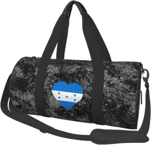 Flag of Honduras Heart Convertible Garment Bag with Shoulder Strap, Carry on Garment Duffel Bag for Men Women - Rolling Foldable for Travel Luggage Bags (Black)