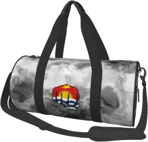 Flag of Kiribati Fist Power Convertible Garment Bag with Shoulder Strap, Carry on Garment Duffel Bag for Men Women - Rolling Foldable for Travel Luggage Bags (Black)