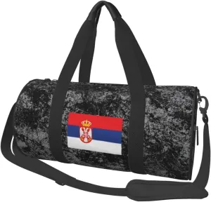 Flag of Serbia Convertible Garment Bag with Shoulder Strap, Carry on Garment Duffel Bag for Men Women - Rolling Foldable for Travel Luggage Bags (Black)