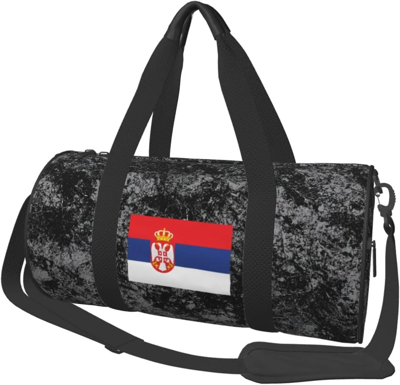 Flag of Serbia Convertible Garment Bag with Shoulder Strap, Carry on Garment Duffel Bag for Men Women - Rolling Foldable for Travel Luggage Bags (Black)