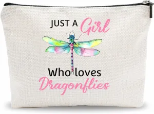Funny Makeup Bag Gift, Who Loves Dragonflies Cosmetic Bag Gifts Watercolor Toiletry Bag For Women, Families, Besties, Coworkers, Birthday Gift, Women Accessories - (A023)