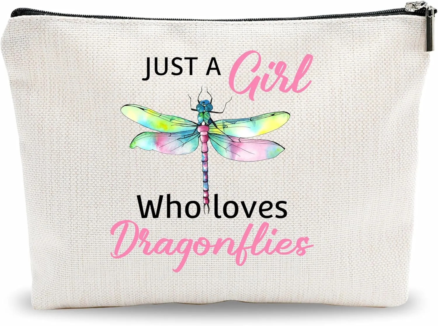 Funny Makeup Bag Gift, Who Loves Dragonflies Cosmetic Bag Gifts Watercolor Toiletry Bag For Women, Families, Besties, Coworkers, Birthday Gift, Women Accessories - (A023)