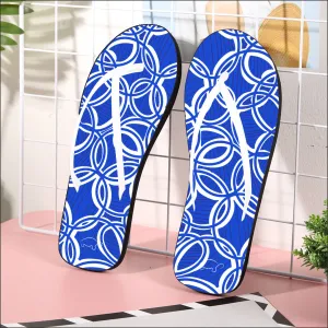 Geometric Blue/white Flip Flops. Footwear. Beach wear. Design hand-painted.