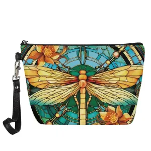 GIFTPUZZ Dragonfly Cosmetic Bag for Women Vintage Girl Small Lightweight Portable Toiletry Pouch Travel Handbag Accessories Makeup Pouch Waterproof