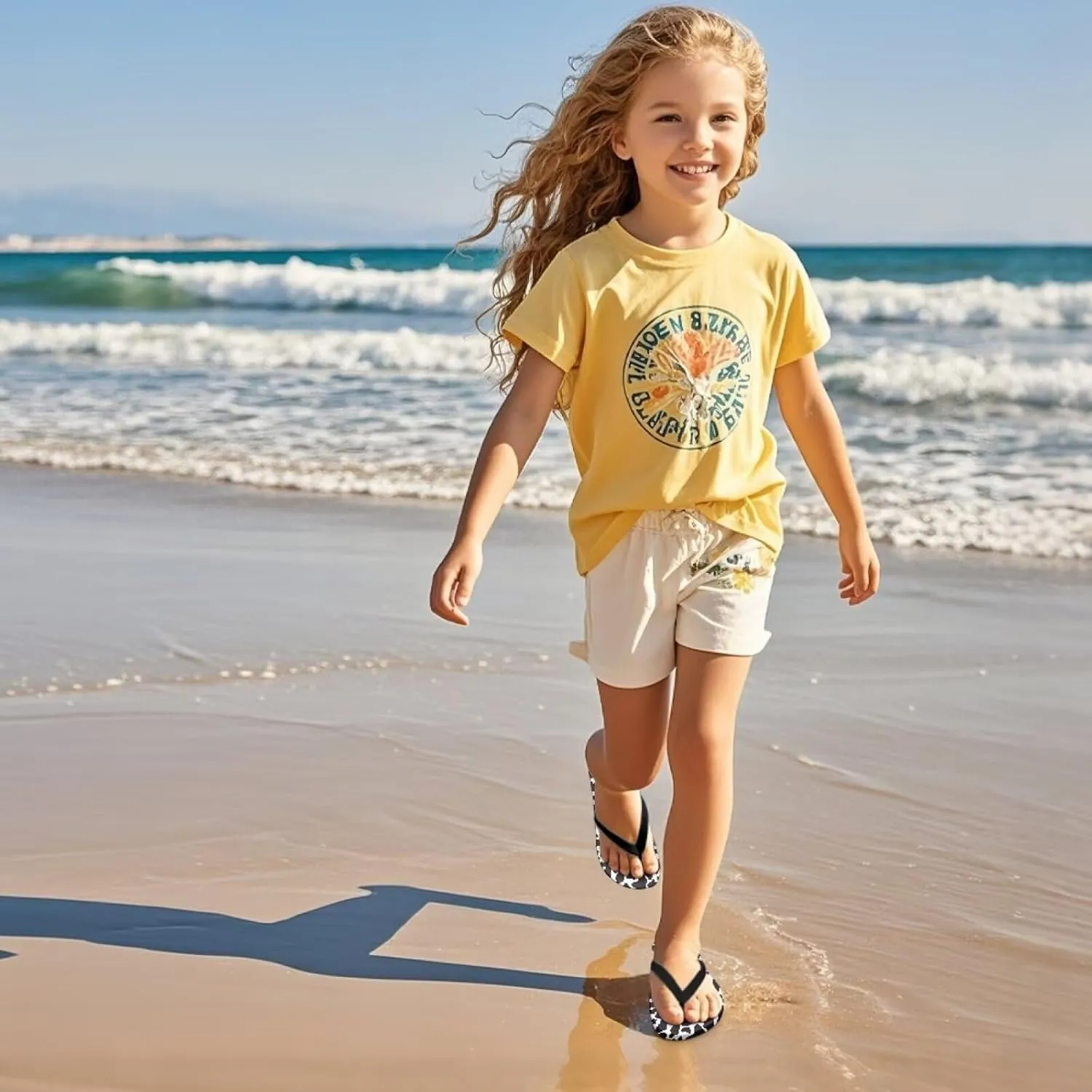 Girls Flip Flops Sandals Beauty Mermaid Print Water Park Summer Beach Swim Pool Shoes for Kids