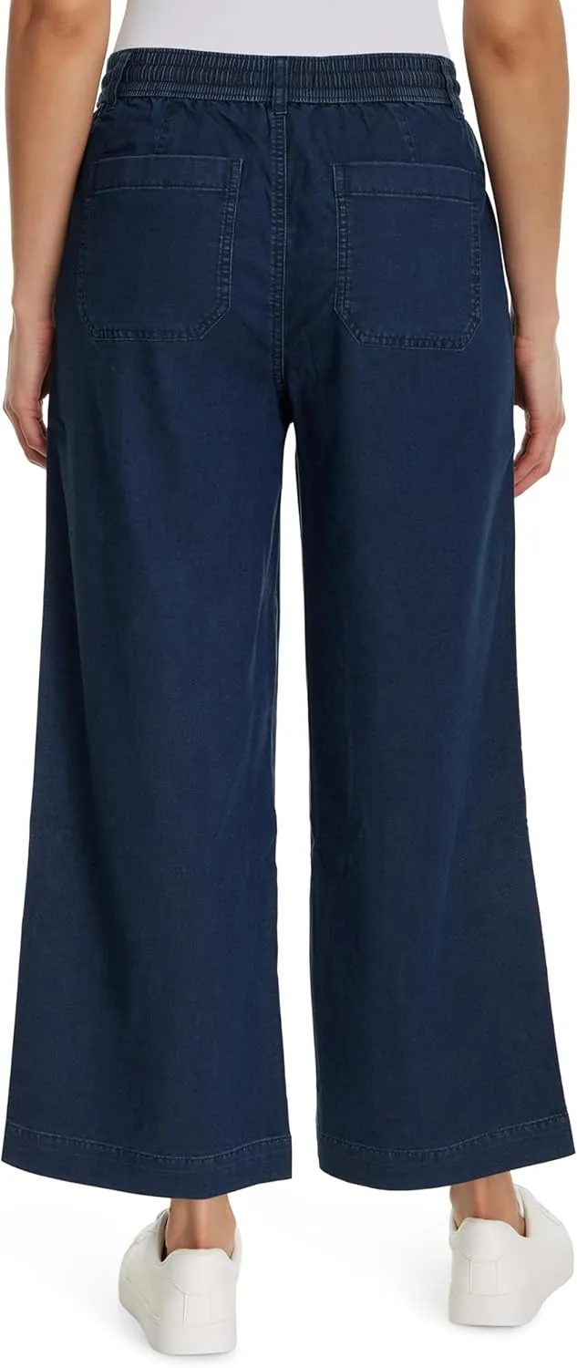 Gloria Vanderbilt Women's Soft Drape Drawstring Pull on Wide Leg Crop Standard