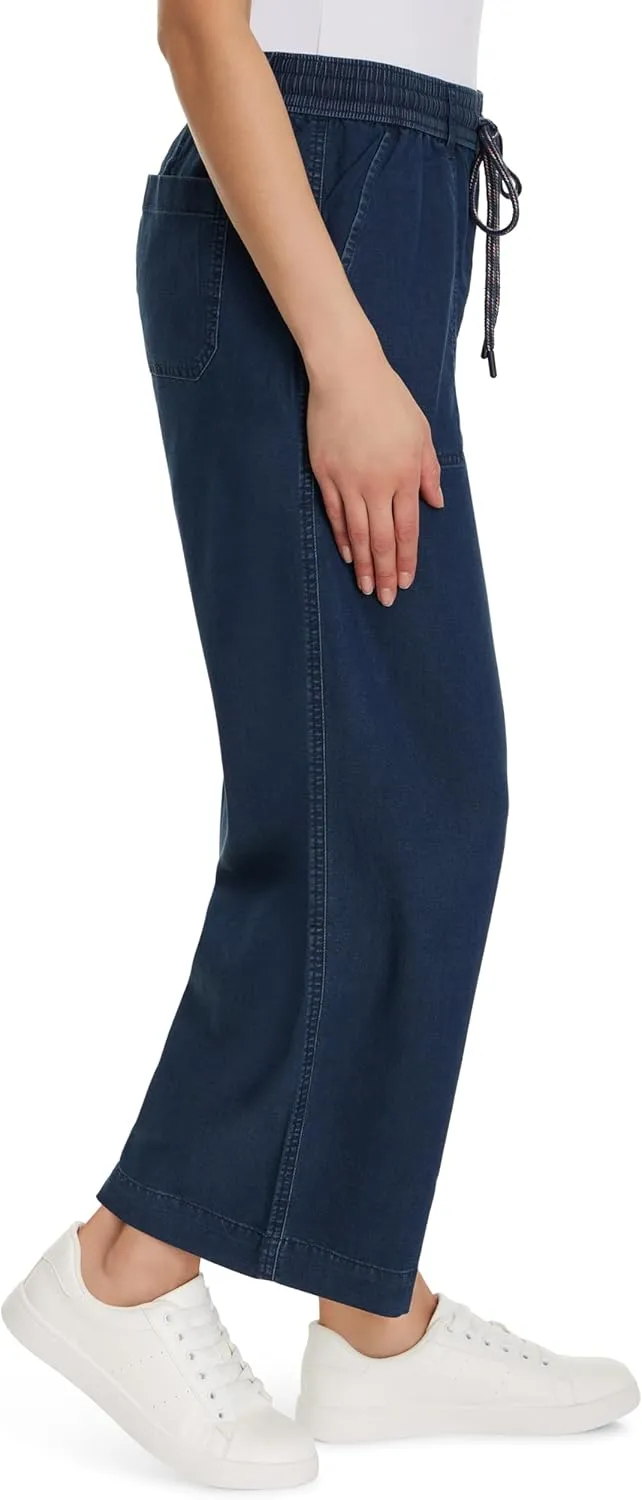 Gloria Vanderbilt Women's Soft Drape Drawstring Pull on Wide Leg Crop Standard