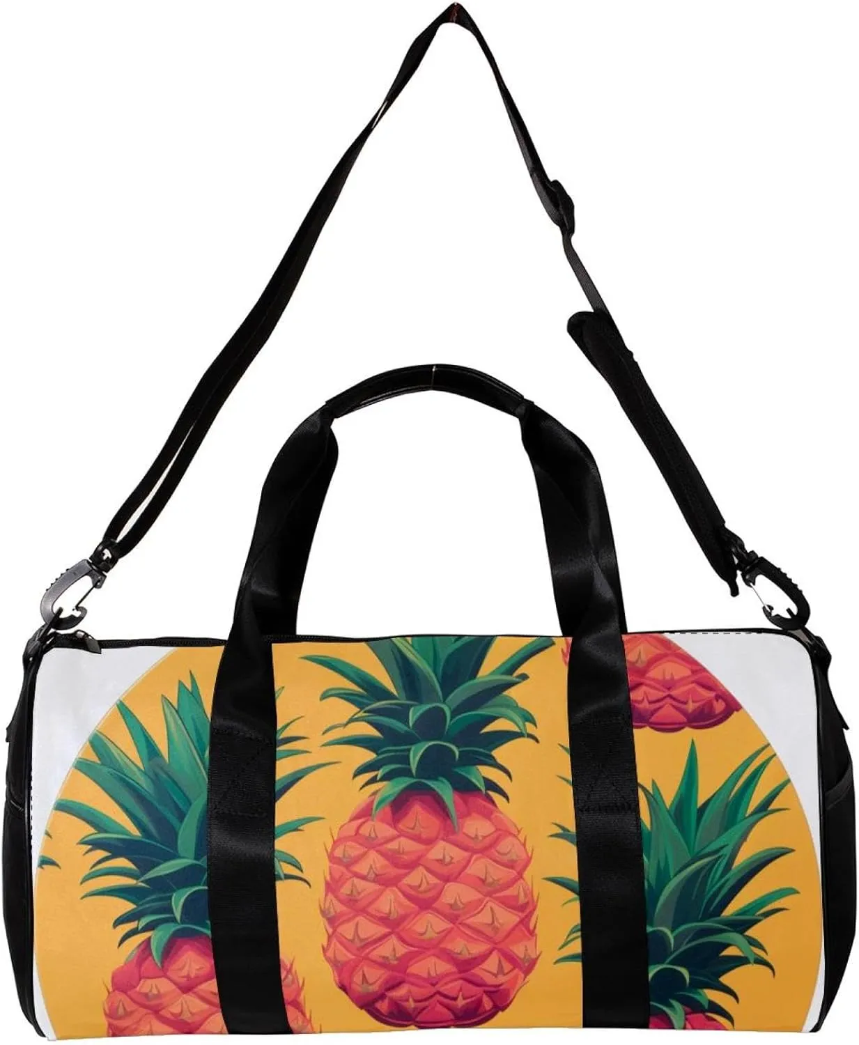 Gym Bags for Men,Travel Duffel Bags for Women,Round Background Pineapple,Workout Bag