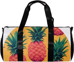 Gym Bags for Men,Travel Duffel Bags for Women,Round Background Pineapple,Workout Bag