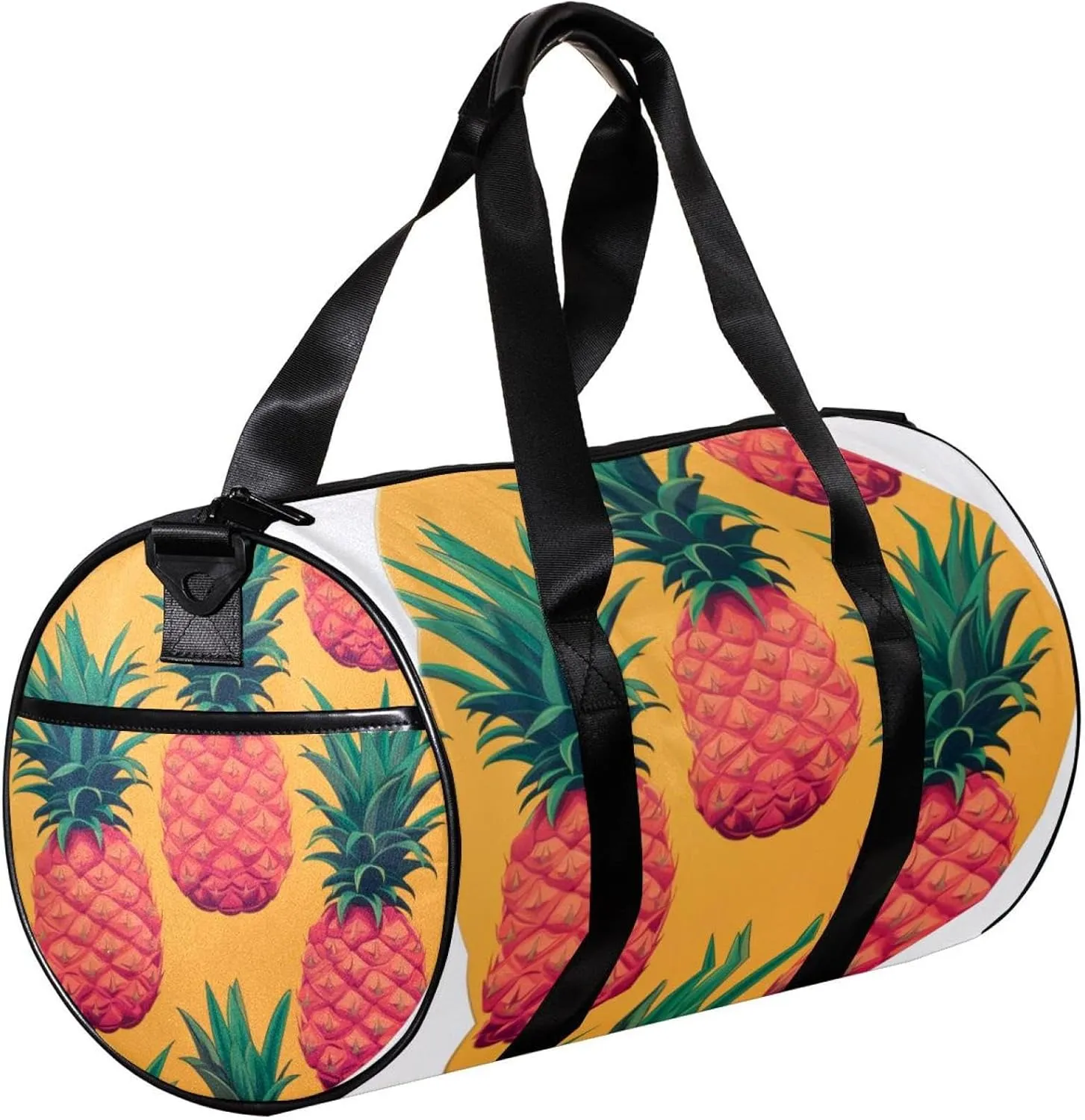 Gym Bags for Men,Travel Duffel Bags for Women,Round Background Pineapple,Workout Bag