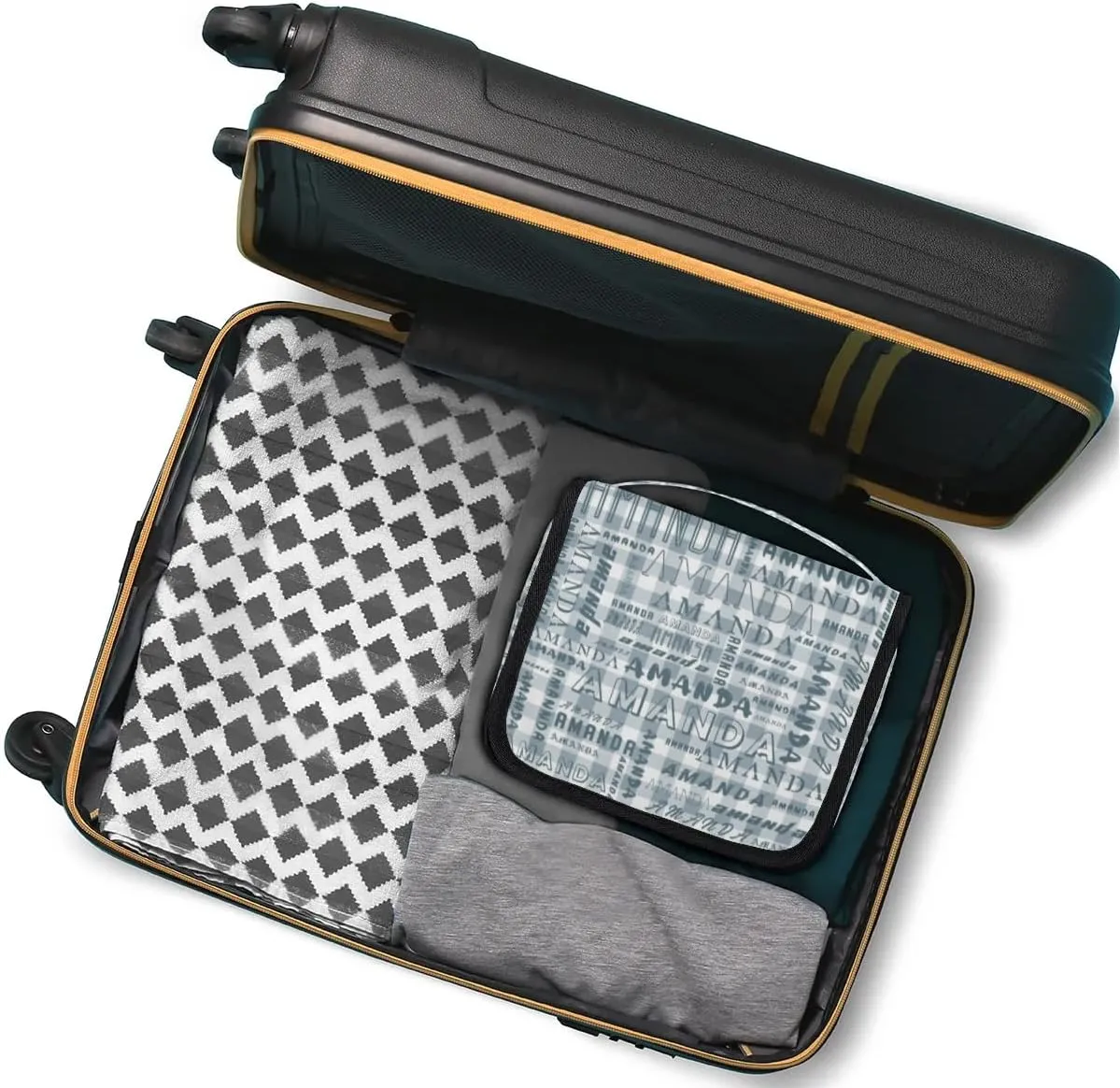 Hanging Travel Toiletry Bag Cosmetic Bag Portable Wash Bag with Hook for Bathroom Accessories Toiletries Cosmetics Blue Gray Grid