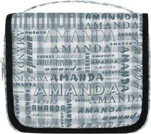 Hanging Travel Toiletry Bag Cosmetic Bag Portable Wash Bag with Hook for Bathroom Accessories Toiletries Cosmetics Blue Gray Grid