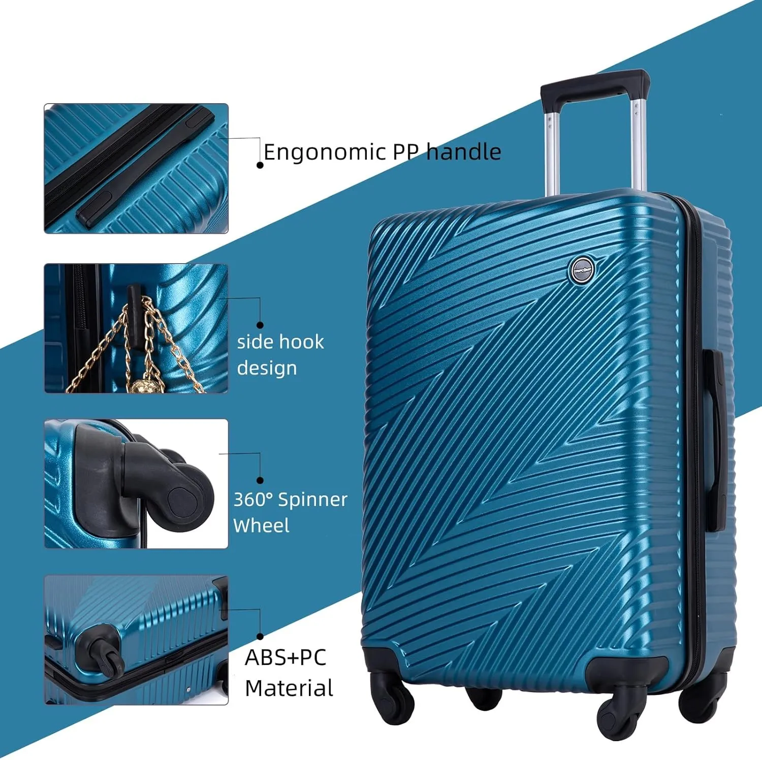 Hardshell Luggage Set,3 Piece Hardside Travel Suitcases Set with Spinner Wheel,Lightweight Carry-on luggage