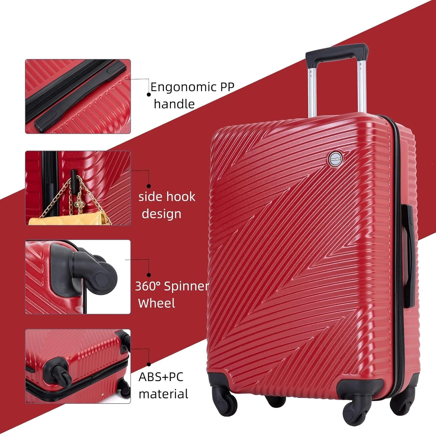 Hardshell Luggage Set,3 Piece Hardside Travel Suitcases Set with Spinner Wheel,Lightweight Carry-on luggage