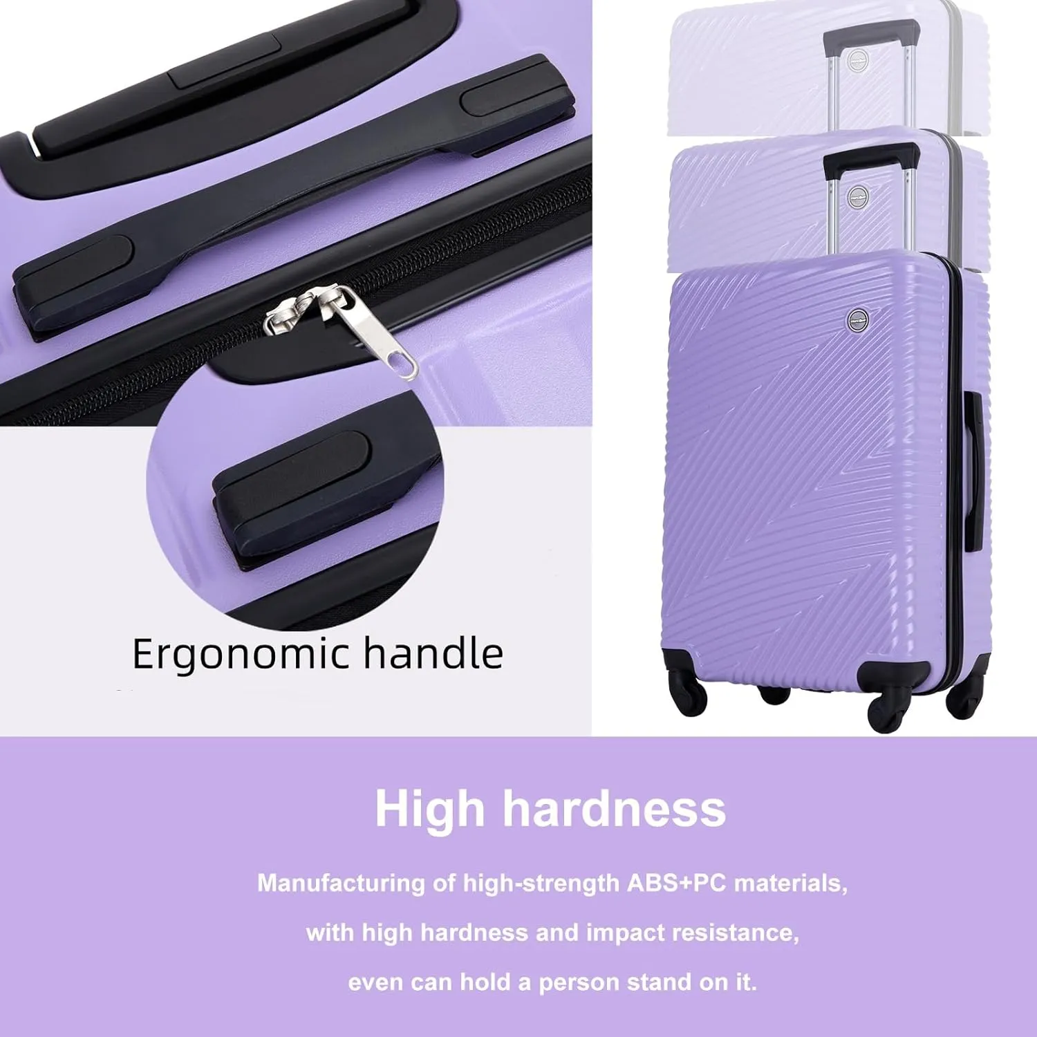 Hardshell Luggage Set,3 Piece Hardside Travel Suitcases Set with Spinner Wheel,Lightweight Carry-on luggage