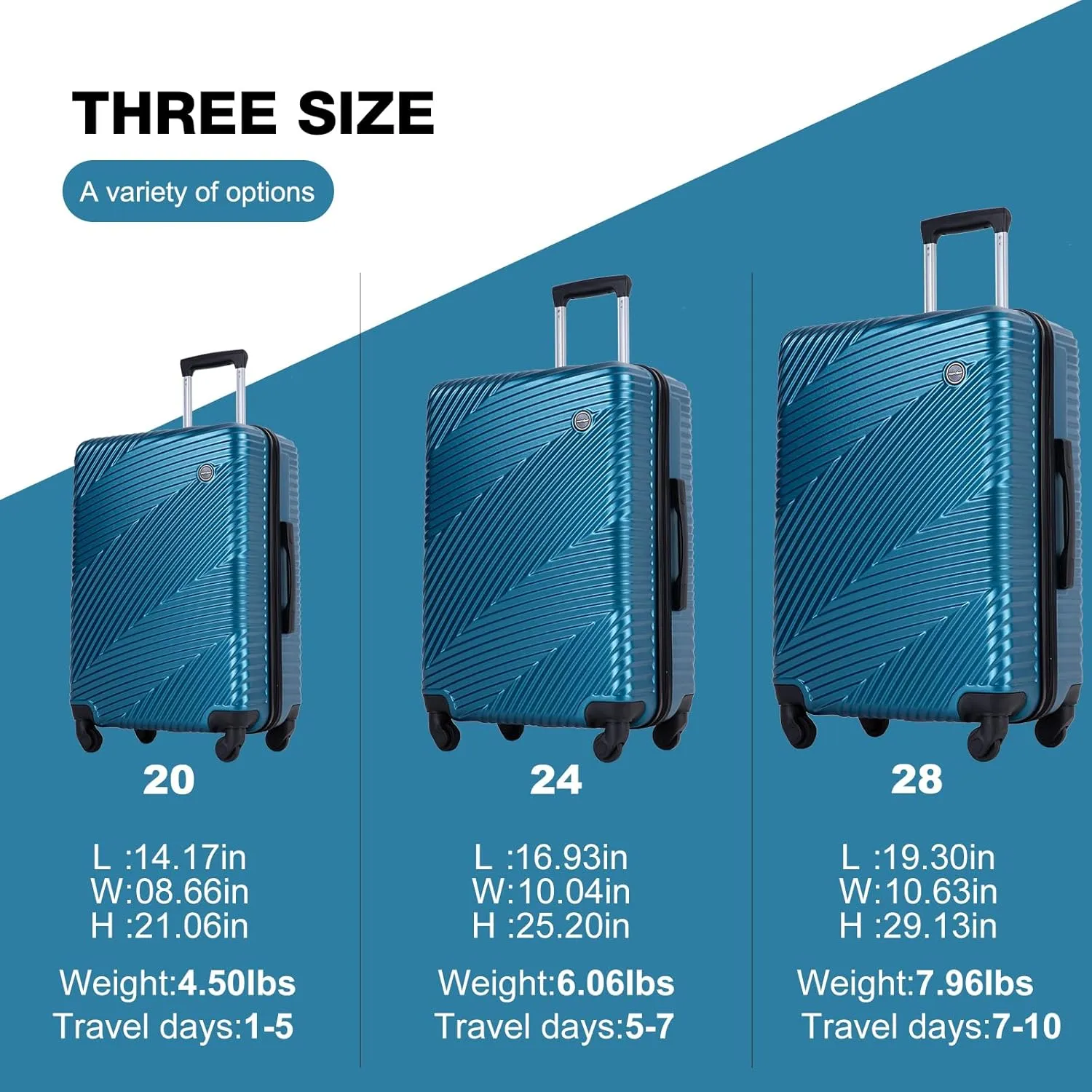 Hardshell Luggage Set,3 Piece Hardside Travel Suitcases Set with Spinner Wheel,Lightweight Carry-on luggage