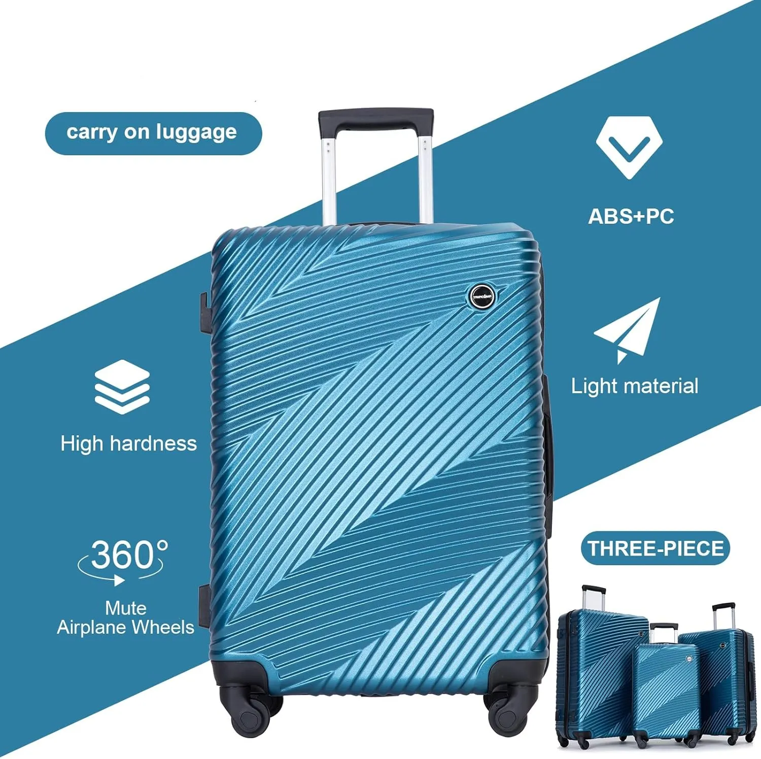 Hardshell Luggage Set,3 Piece Hardside Travel Suitcases Set with Spinner Wheel,Lightweight Carry-on luggage