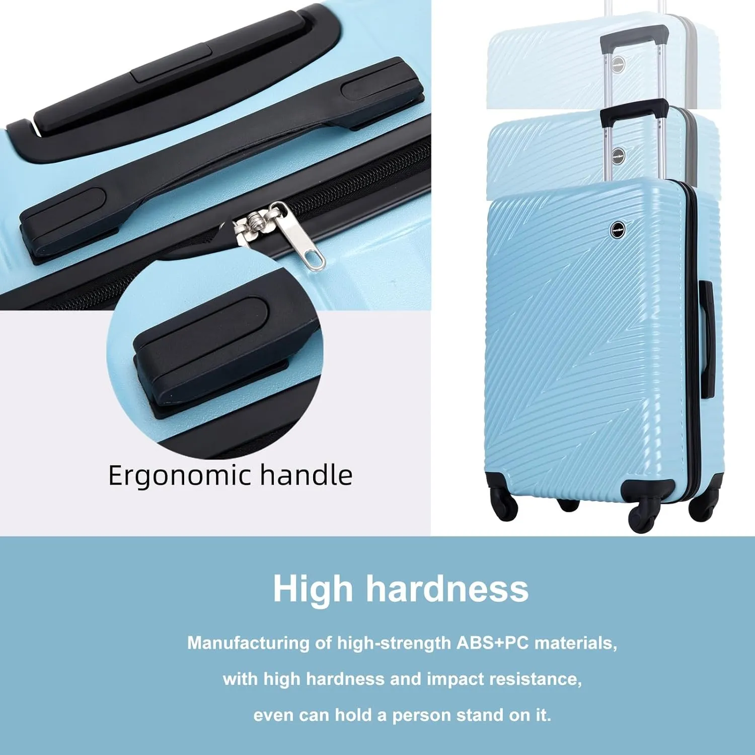 Hardshell Luggage Set,3 Piece Hardside Travel Suitcases Set with Spinner Wheel,Lightweight Carry-on luggage