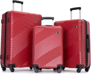 Hardshell Luggage Set,3 Piece Hardside Travel Suitcases Set with Spinner Wheel,Lightweight Carry-on luggage