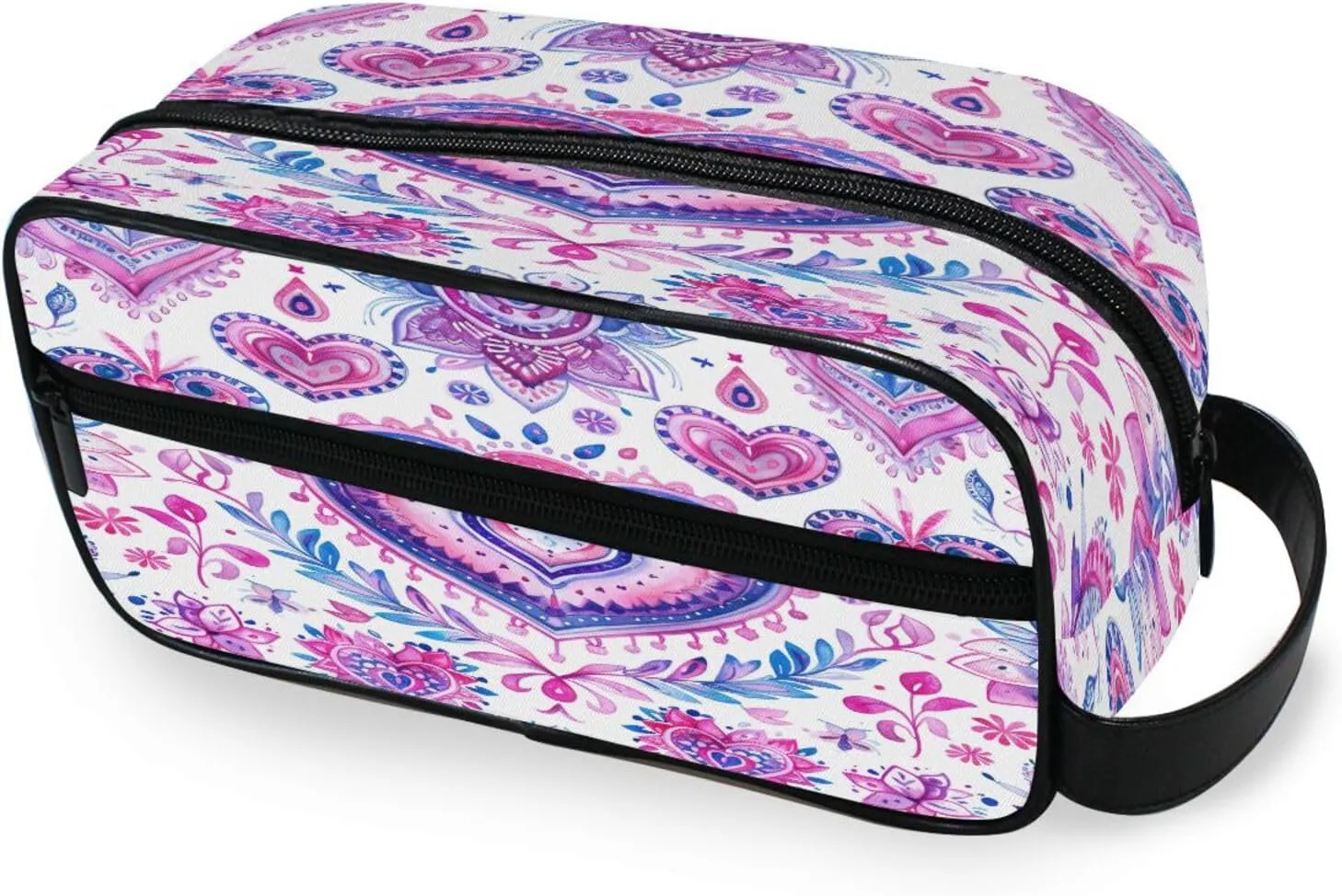 Heart Pattern Travel Toiletry Bag for Women Men, Hanging Cosmetic Bag, Water Resistant Shaving Bag for Toiletries Accessories