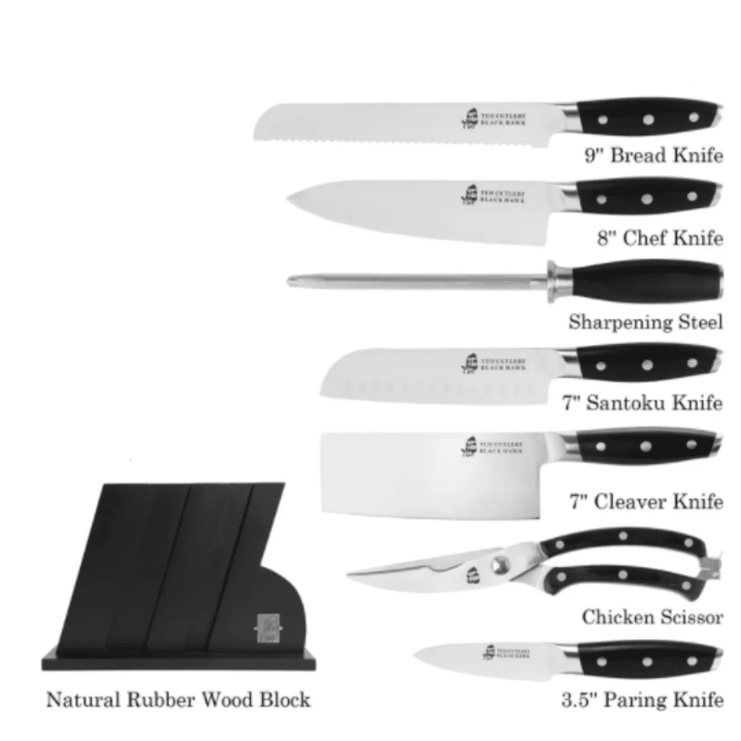 High-Quality 8-Piece Kitchen Knife Set with Wooden Block