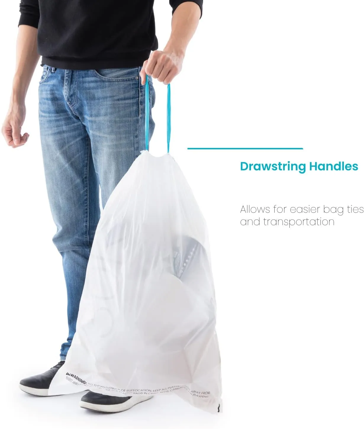 Home Zone Living 8 Gallon Kitchen Trash Bags with Drawstring Handles, Heavy Duty Custom Fit Design for 30 Liter Dual Recycling Liners, Code 30R, 60 Count