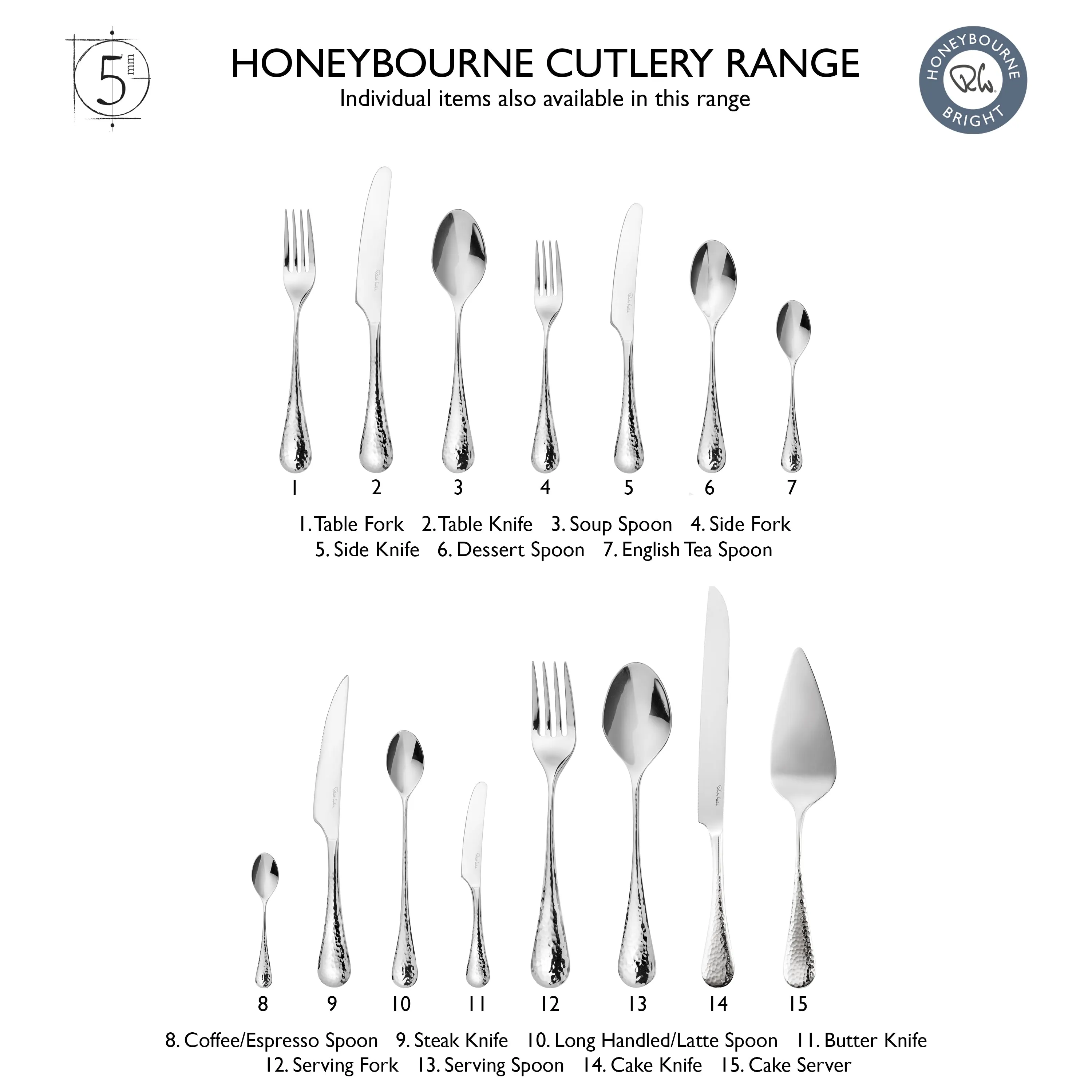 Honeybourne Bright Cutlery Sample Set, 3 Piece