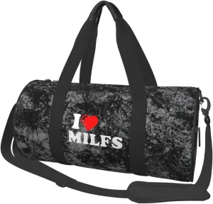 I Love Hot Milfs Convertible Garment Bag with Shoulder Strap, Carry on Garment Duffel Bag for Men Women - Rolling Foldable for Travel Luggage Bags (Black)