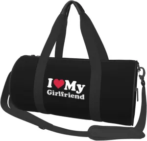 I Love My Girlfriend Convertible Garment Bag with Shoulder Strap, Carry on Garment Duffel Bag for Men Women - Rolling Foldable for Travel Luggage Bags (Black)