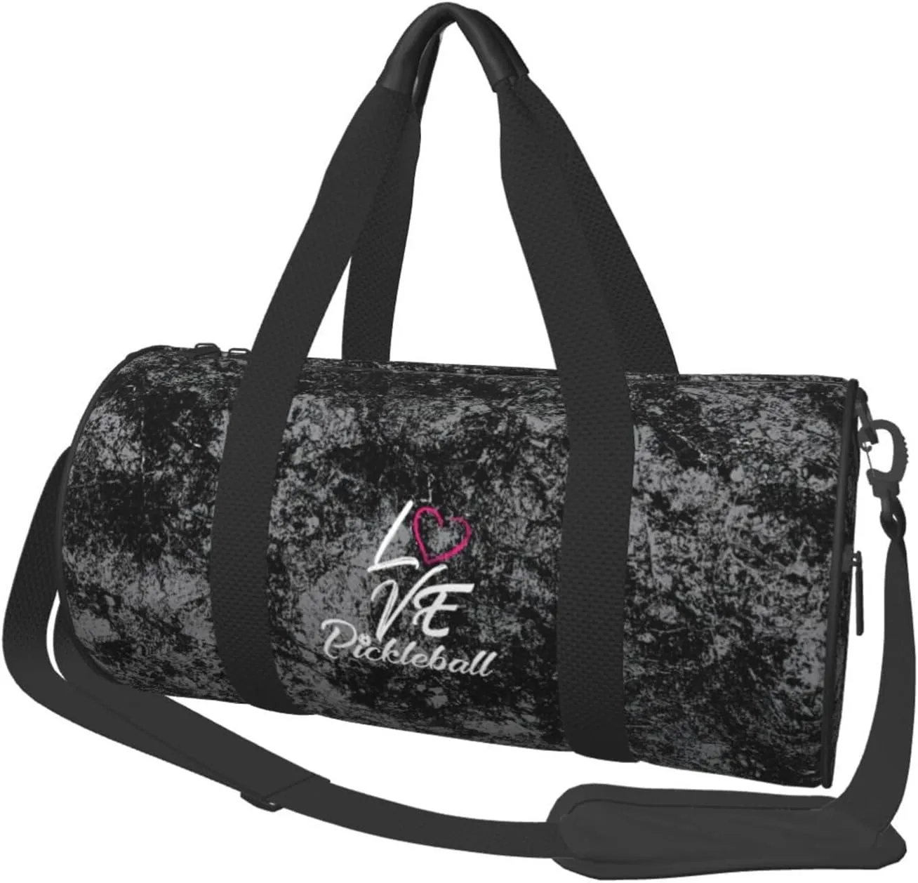 I Love Pickleball Convertible Garment Bag with Shoulder Strap, Carry on Garment Duffel Bag for Men Women - Rolling Foldable for Travel Luggage Bags (Black)
