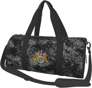 Imperial Coat of Arms of Iran Convertible Garment Bag with Shoulder Strap, Carry on Garment Duffel Bag for Men Women - Rolling Foldable for Travel Luggage Bags (Black)