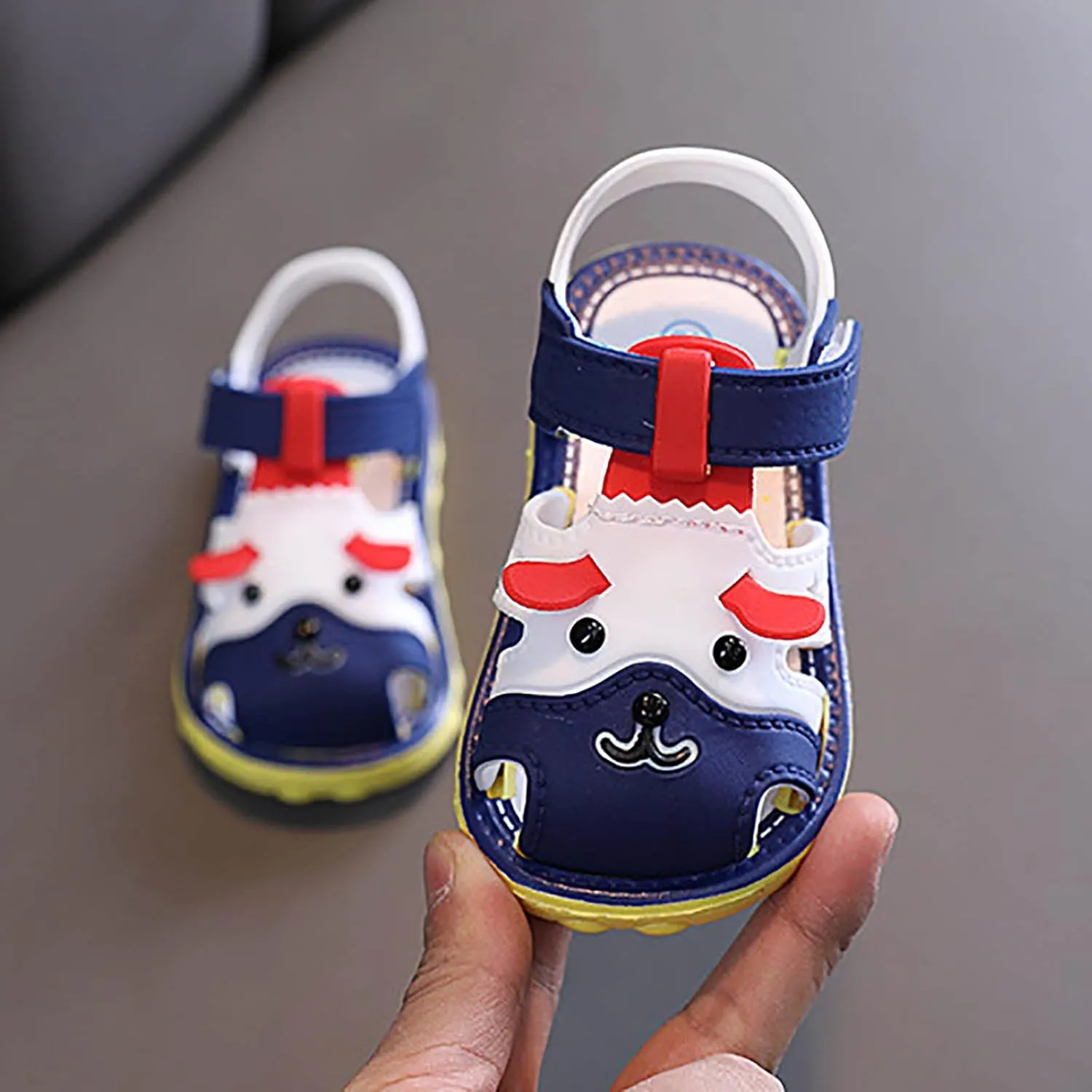 Infant Boys Girls Anti Slip Cartoon Dog Sandals for Outdoor Walking Summer Closed Toe Soft Sole Sport Sneakers